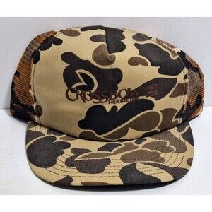 VINTAGE ATLANTIC IMPRESSIONS CROSSBOW HERBICIDE CAMO MESH SNAPBACK TRUCKER CAP